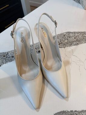 ALDO Ivory Pointed-Toe Slingback Heels